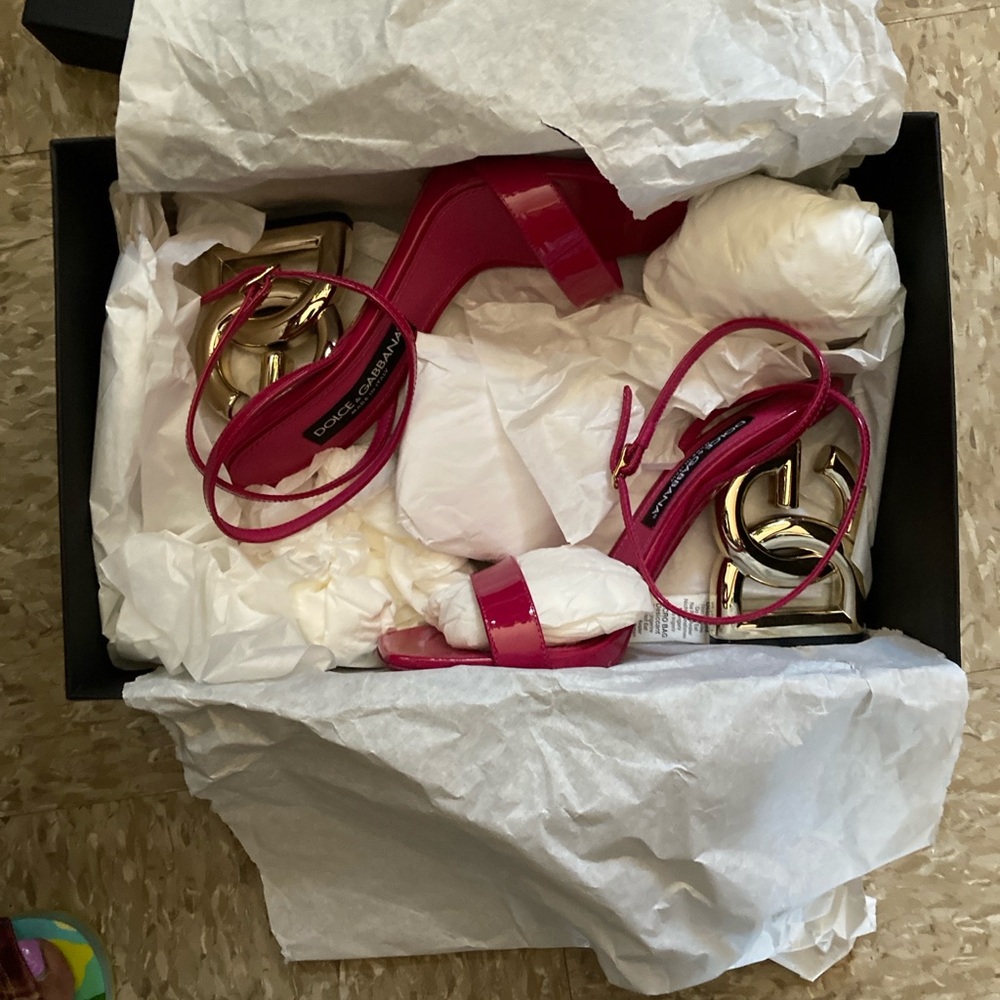 D&G Pink Heels with Gold Accents